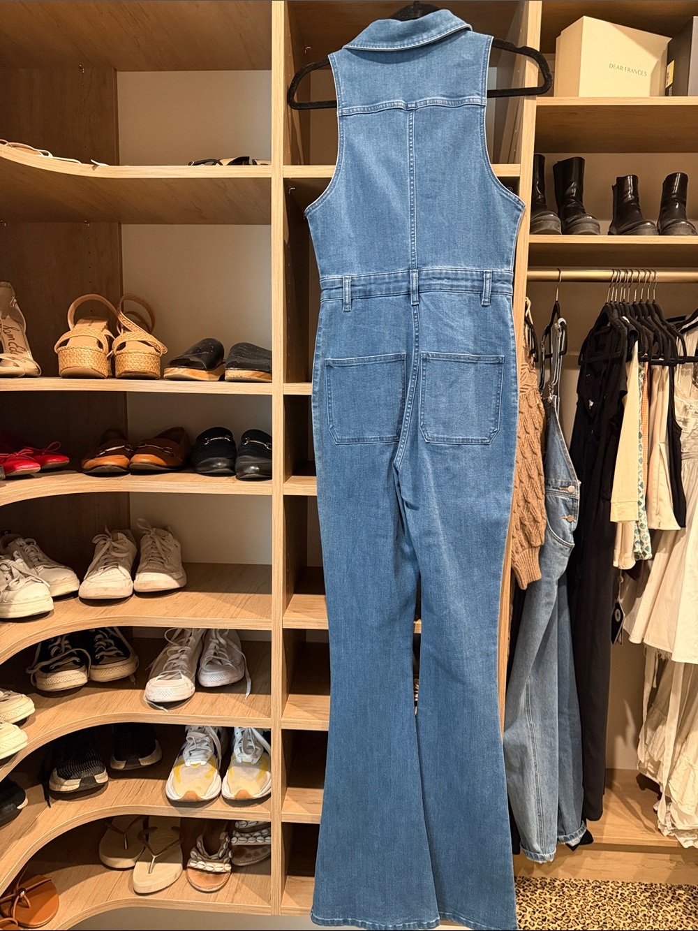 WeWoreWhat Sleeveless Zip-Front Denim Jumpsuit in Medium Blue - Picture 7 of 8
